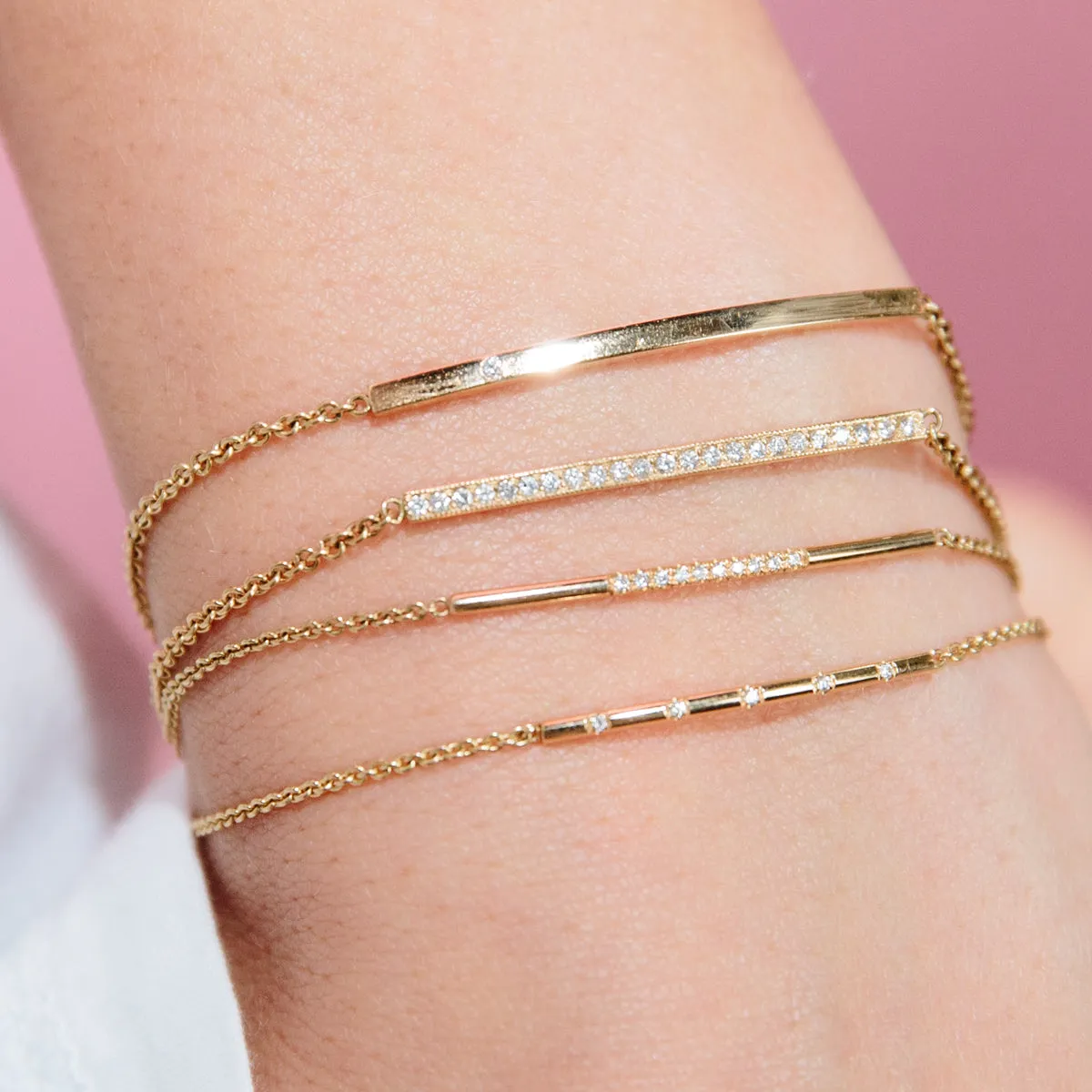 14k 10 Pavé Diamond Bar Bracelet