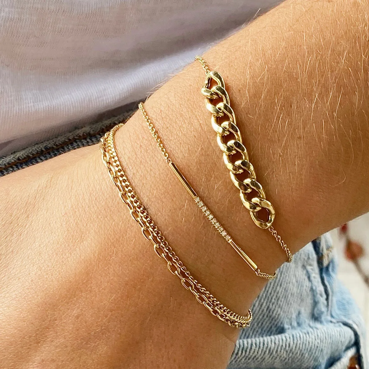 14k 10 Pavé Diamond Bar Bracelet
