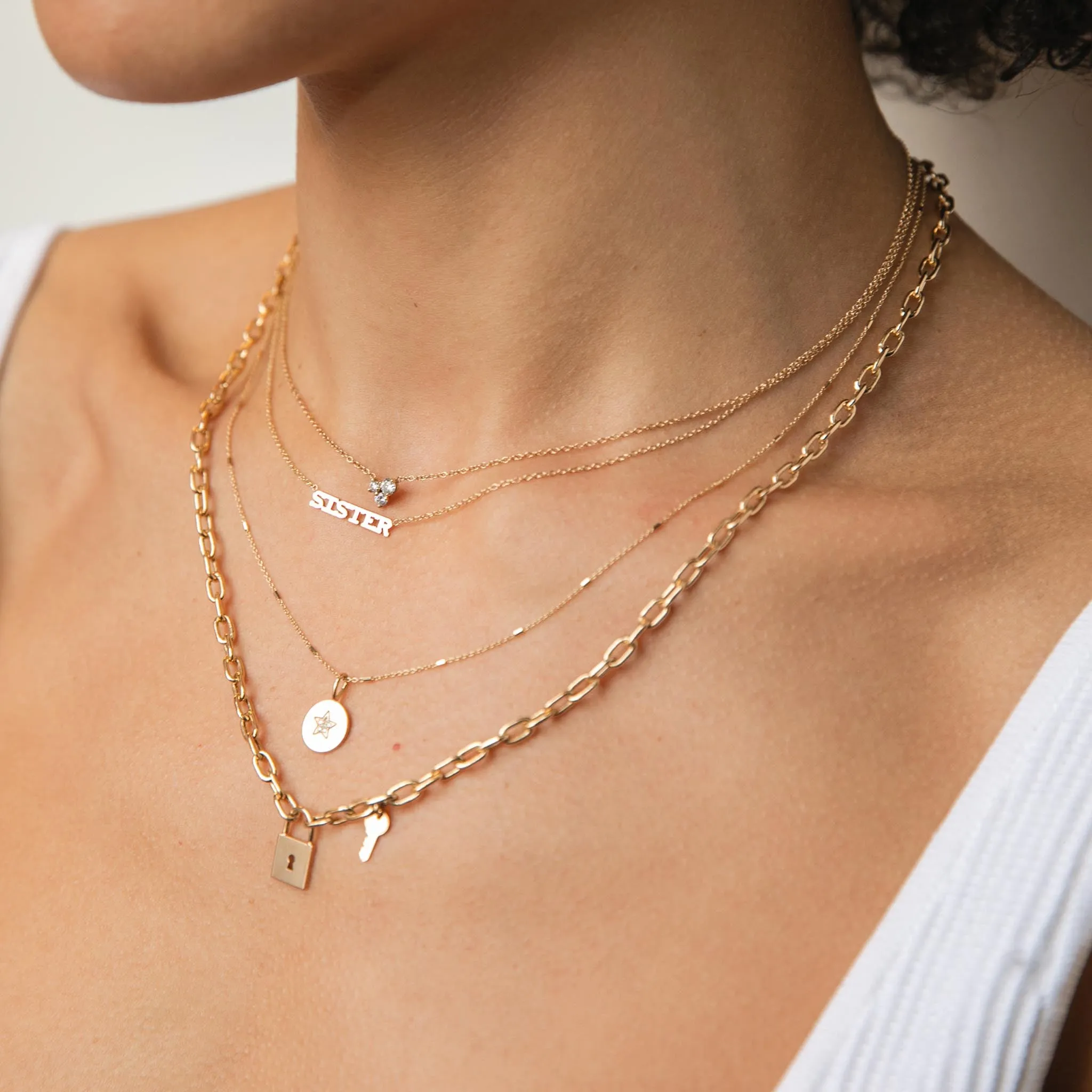 14k Large 3 Mixed Prong Diamond Necklace