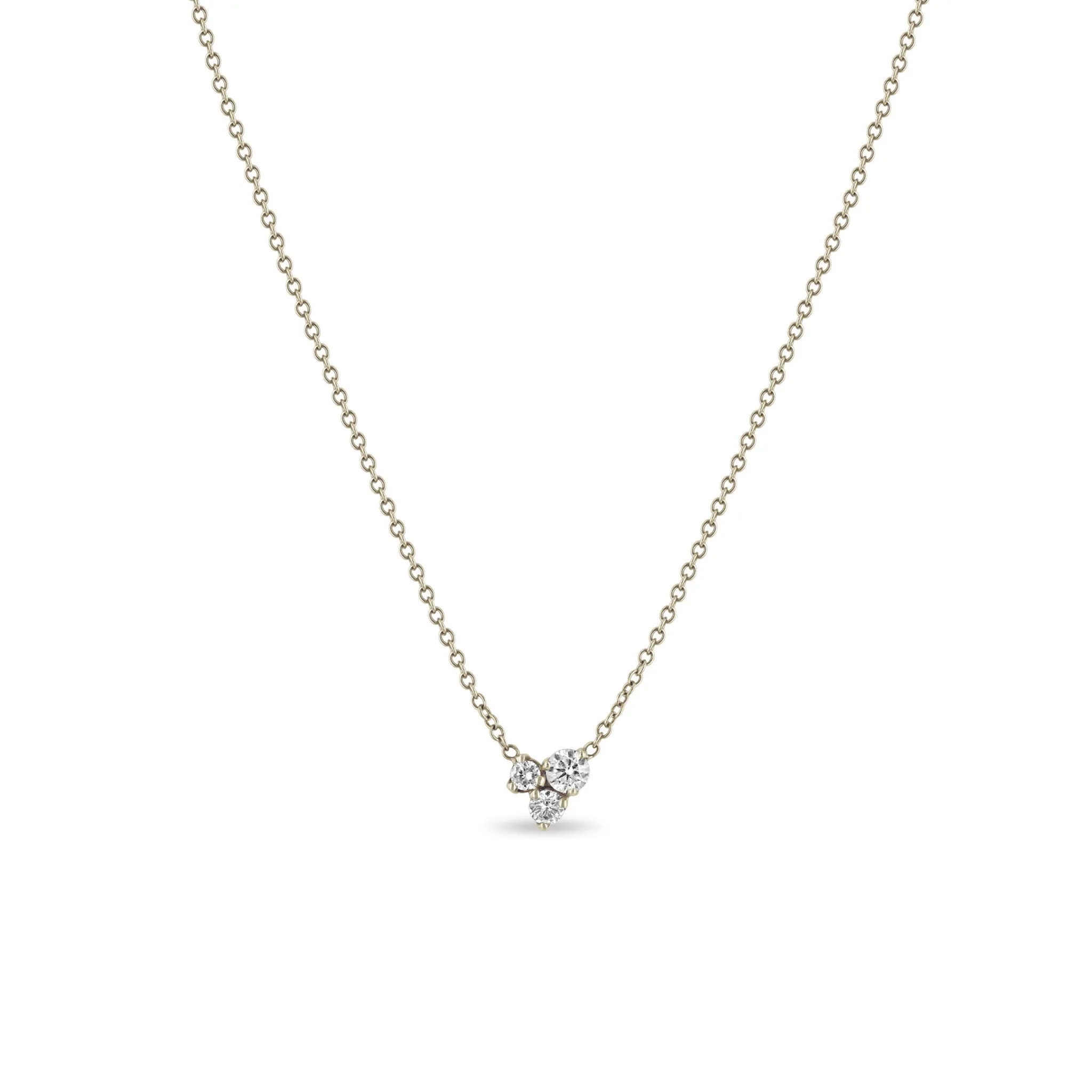 14k Large 3 Mixed Prong Diamond Necklace
