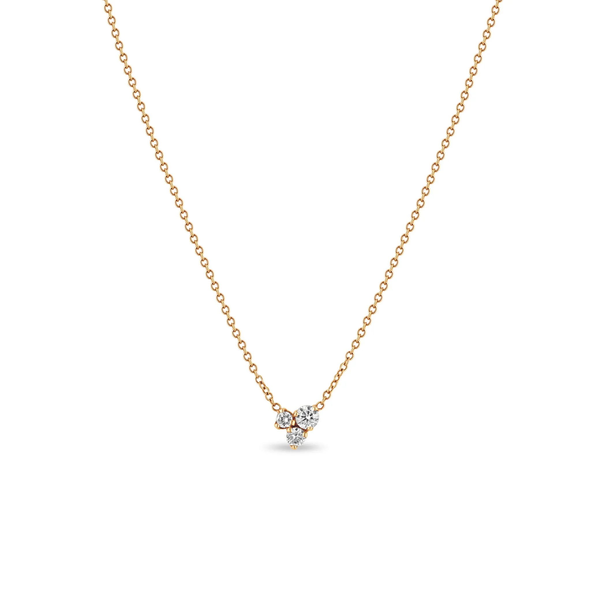 14k Large 3 Mixed Prong Diamond Necklace