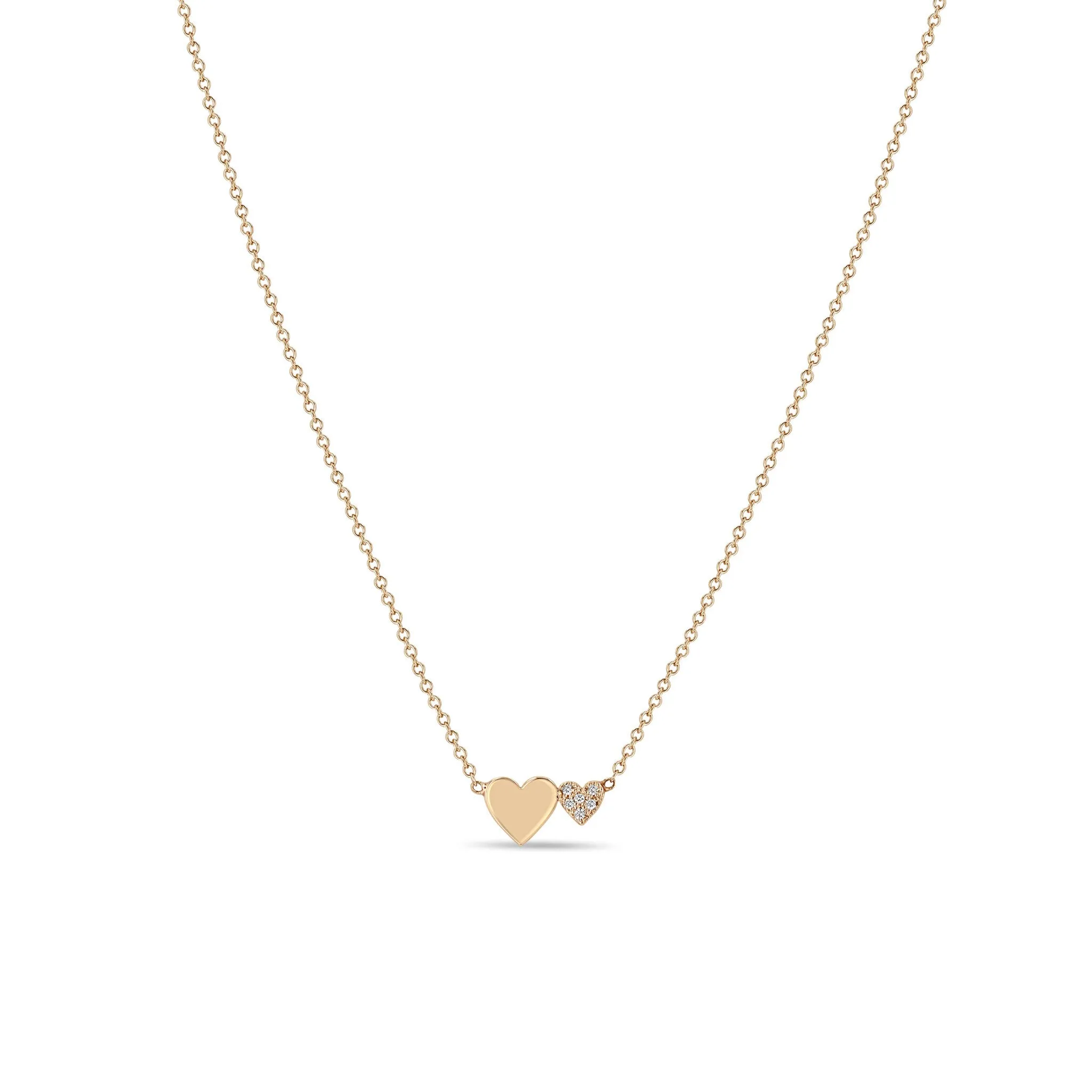 14k Mixed Midi & Itty Bitty Pavé Diamond Heart Necklace