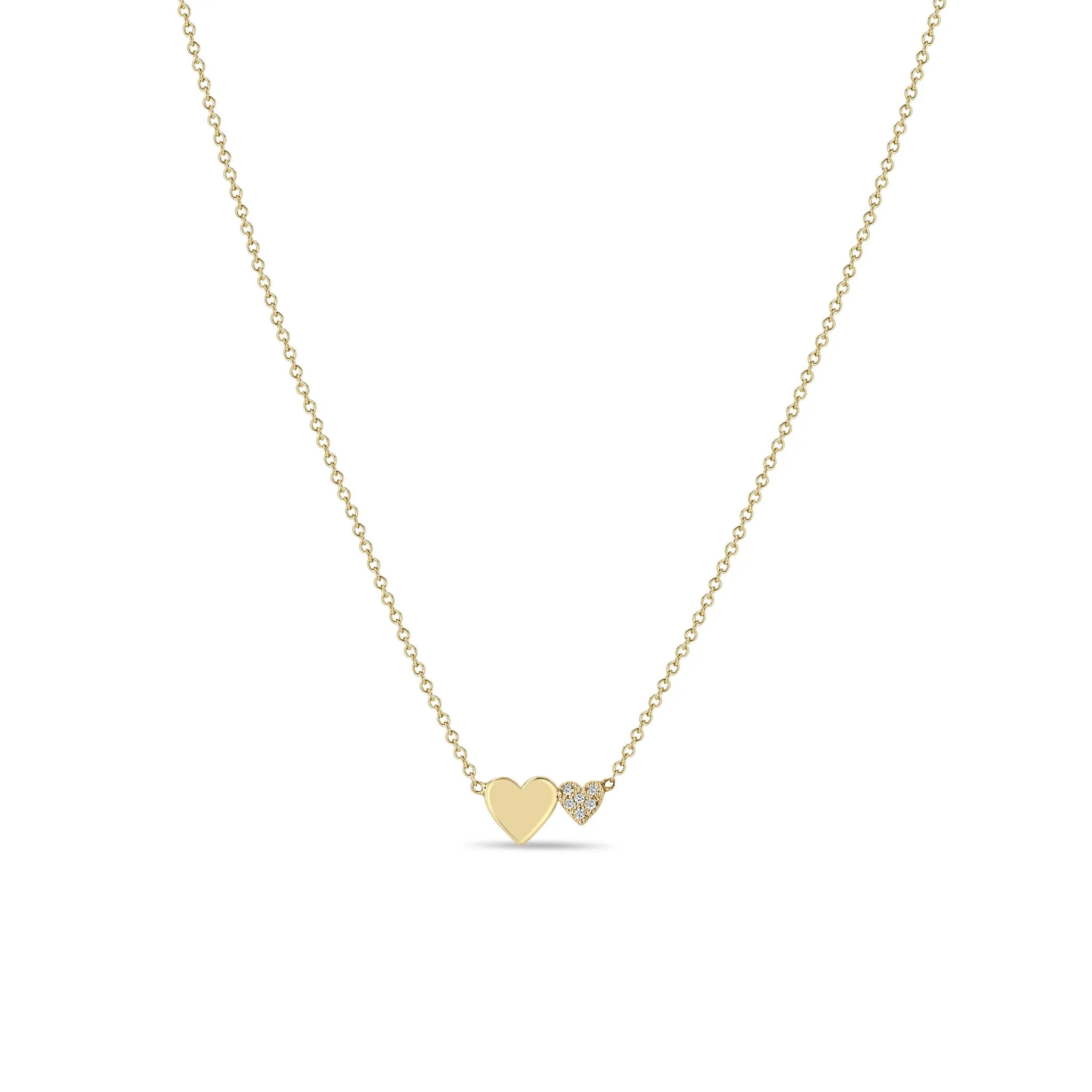 14k Mixed Midi & Itty Bitty Pavé Diamond Heart Necklace