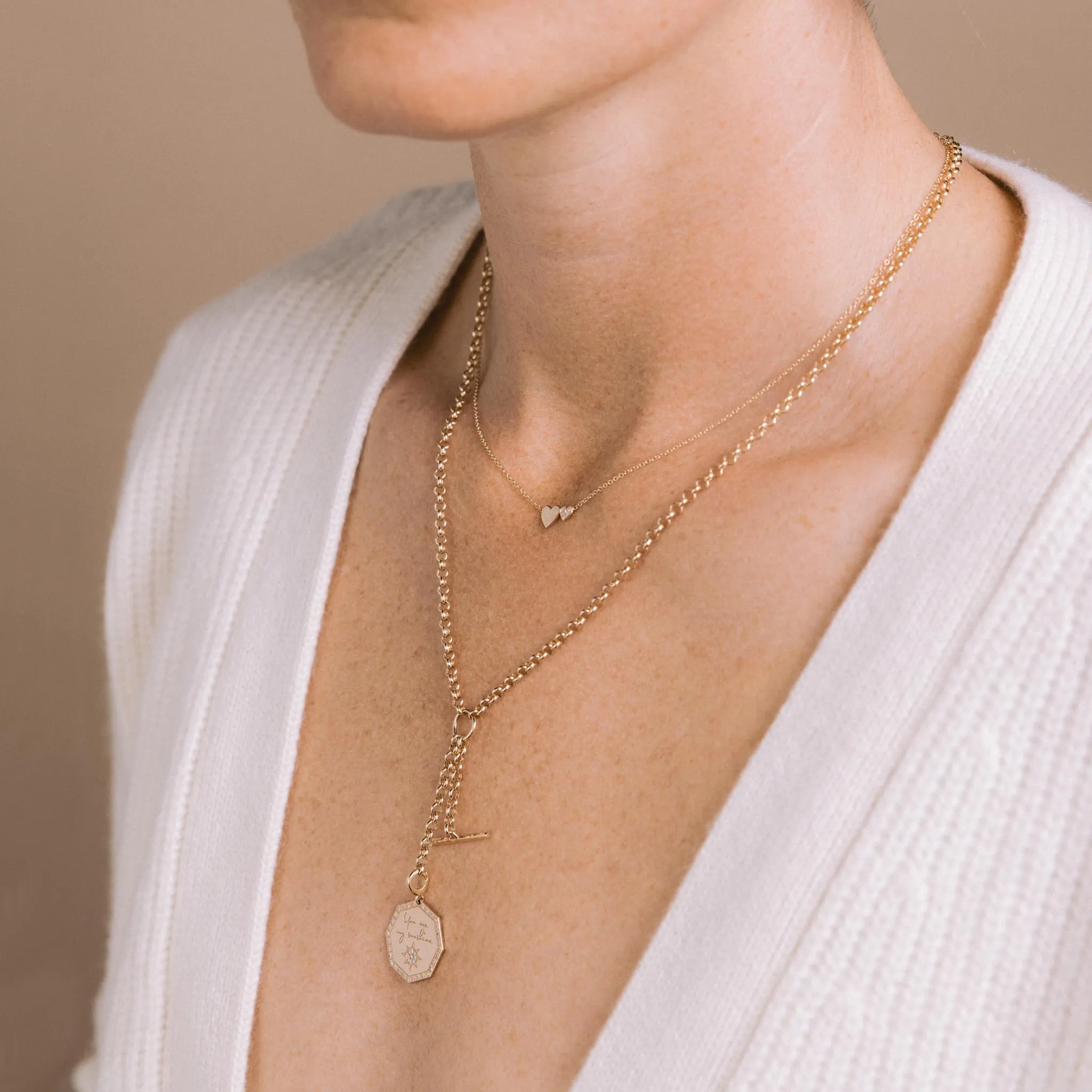 14k Mixed Midi & Itty Bitty Pavé Diamond Heart Necklace