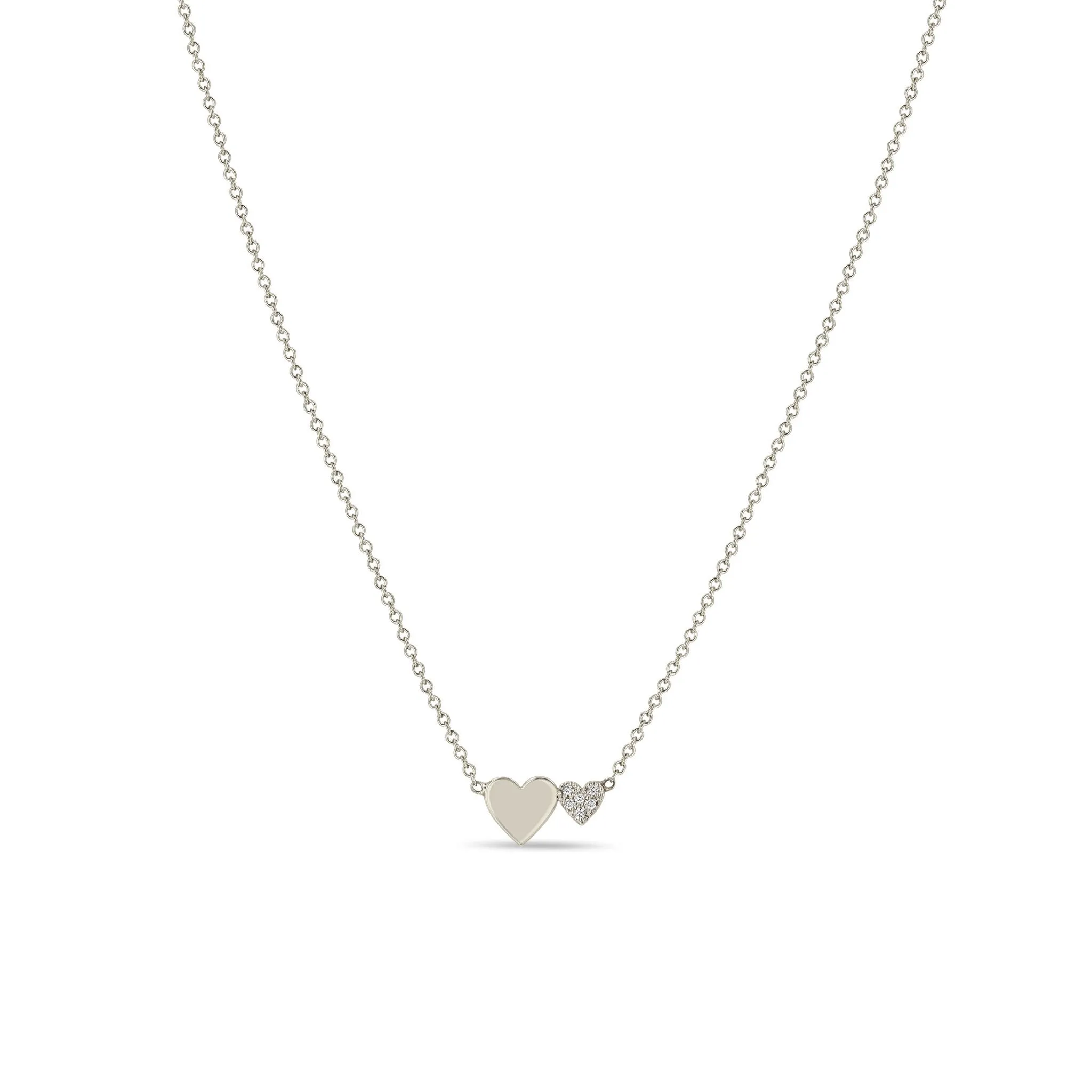 14k Mixed Midi & Itty Bitty Pavé Diamond Heart Necklace