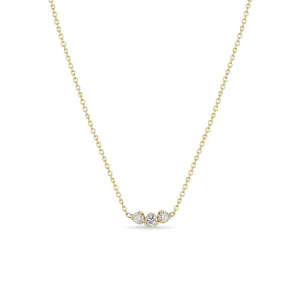 14k Mixed Prong Diamond Trio Necklace