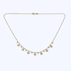 14K Yellow Gold Diamond Starburst Necklace