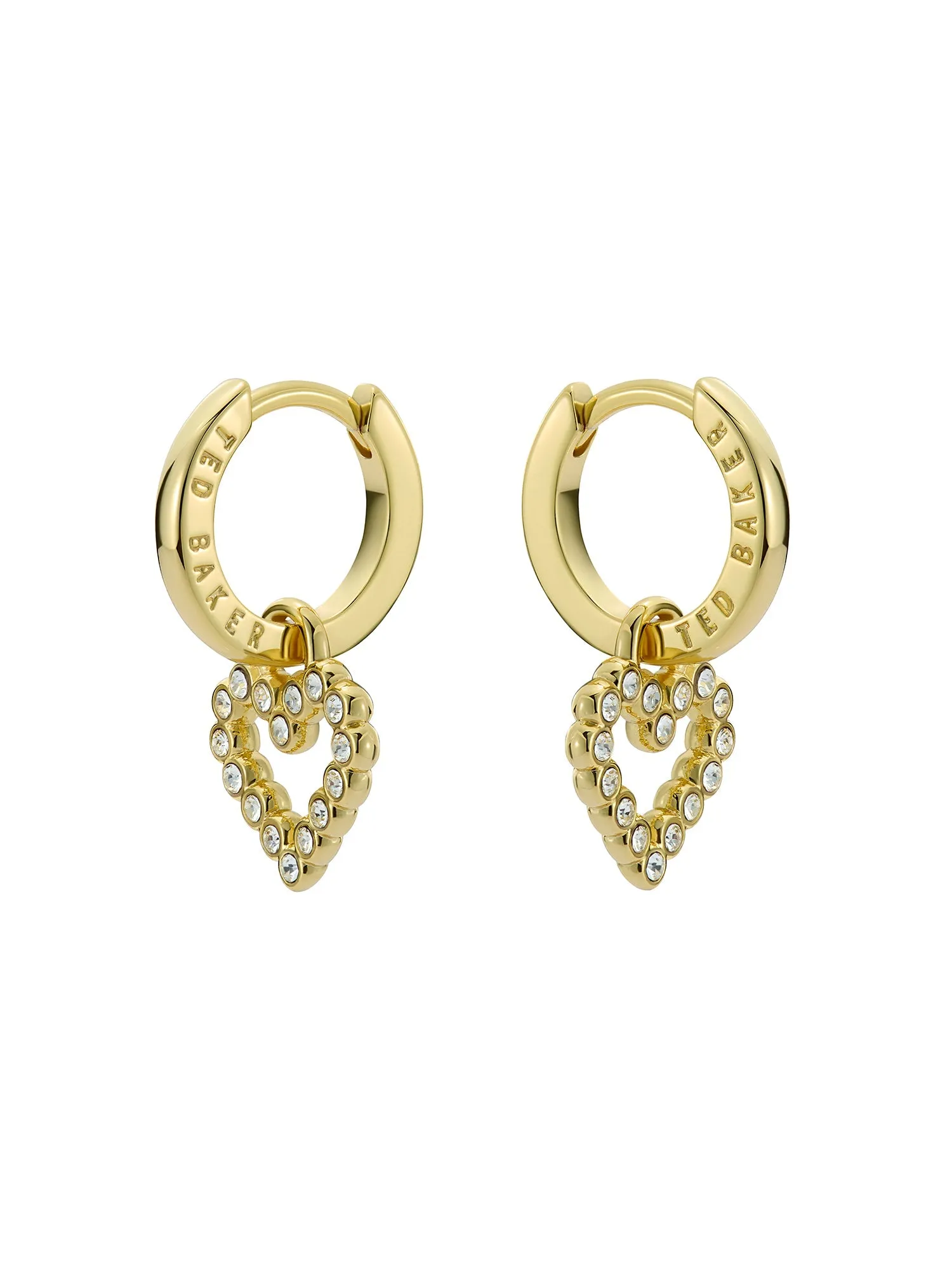 Amora Crystal Halo Heart Huggie Earring Gold