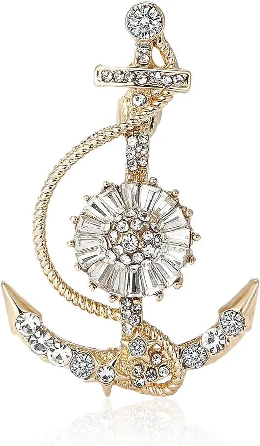Anchor Brooch Pins for Women, Ocean Anchor Brooch Pin, Cute Nautical Anchor Brooch Lapel Pin, Bohemian Beach Anchor Brooches Pins for Women Hat Bag Suit Dress Accessories Jewelry