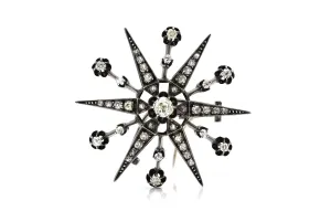 Antique Georgian 2.50 Carat Diamond Starburst Brooch