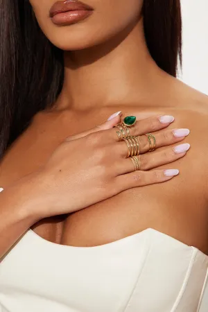 Ariel 4 Piece Ring Set - Gold/Green