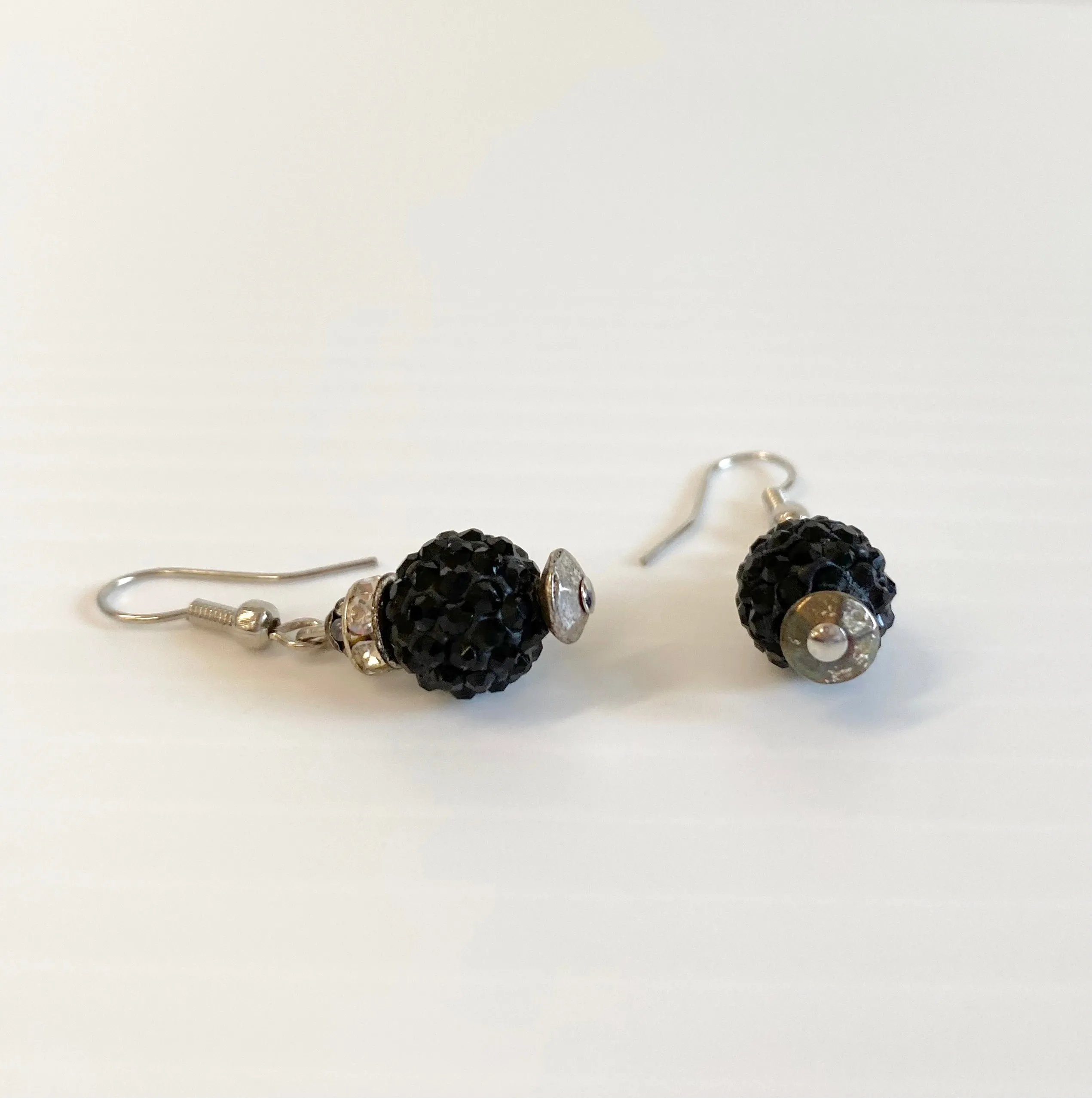 Black Crystal Ball Earrings