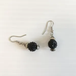 Black Crystal Ball Earrings
