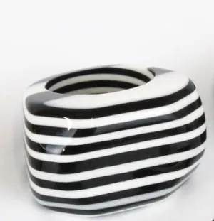 Chunky Ring  - Black & White Striped