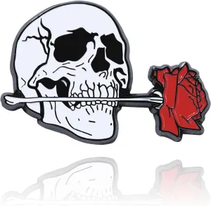 Gothic Skull Pins Brooches for Men and Women Halloween Skull Rose Brooch Scary Funny Halloween Jewelry Vintage Rose Skull Brooch Halloween Prom Jewelry