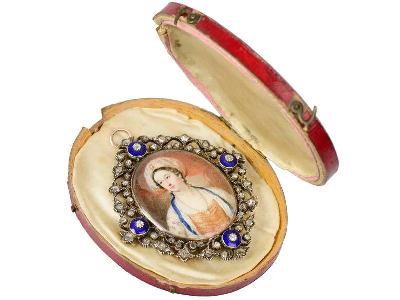 Lady Mary Wortley Montagu Portrait Miniature in Box