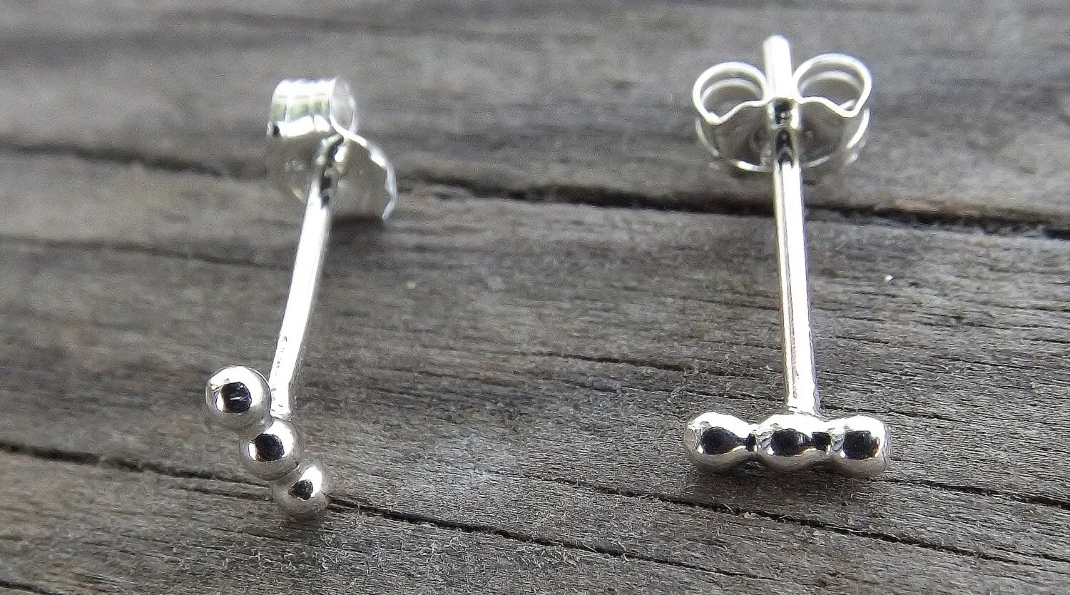 Line Earrings, Beaded Earrings, Dot Studs, Minimalist Studs, Simple Studs, Everyday Earrings, Modern Stud Earrings, Boho Chic, Gift