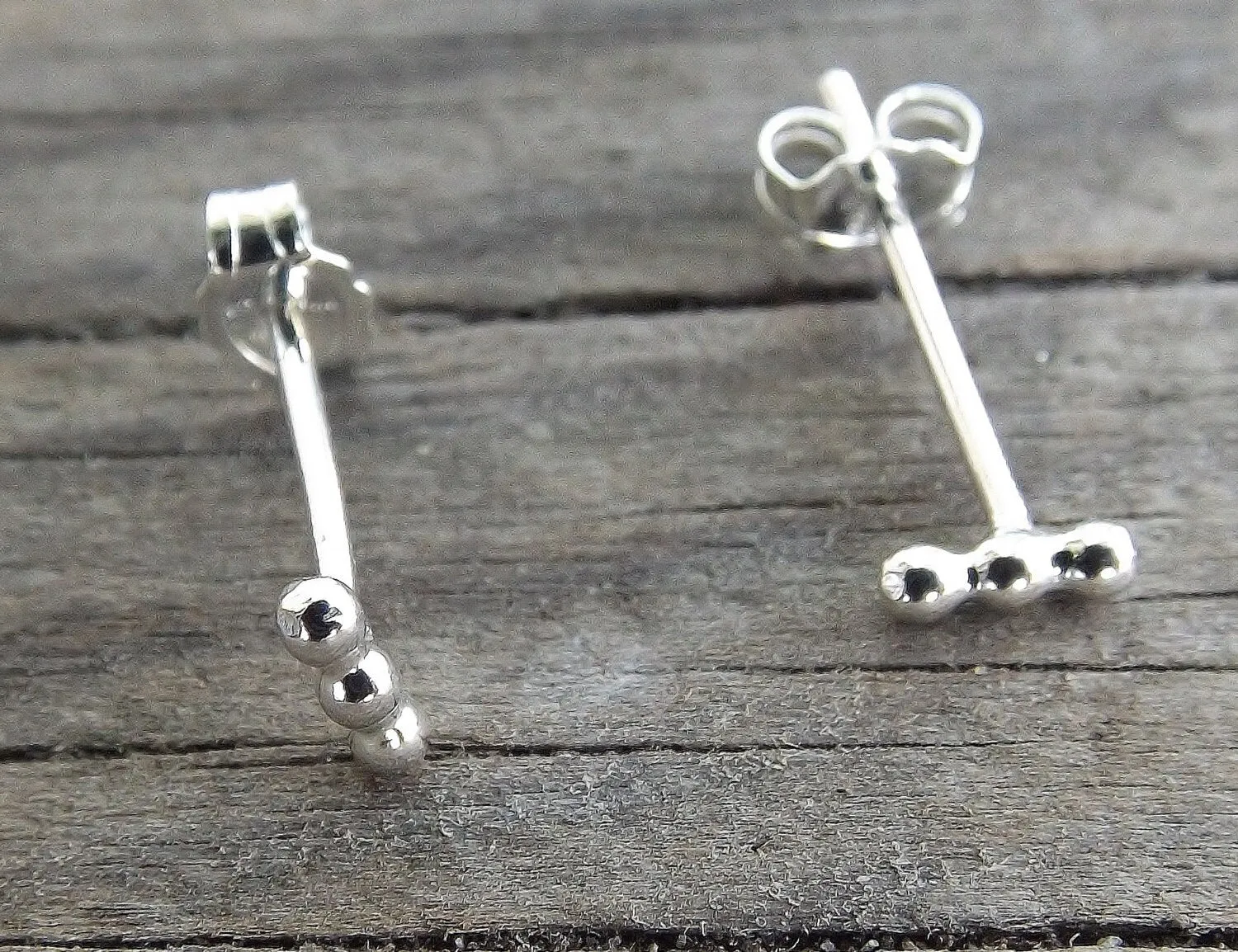 Line Earrings, Beaded Earrings, Dot Studs, Minimalist Studs, Simple Studs, Everyday Earrings, Modern Stud Earrings, Boho Chic, Gift