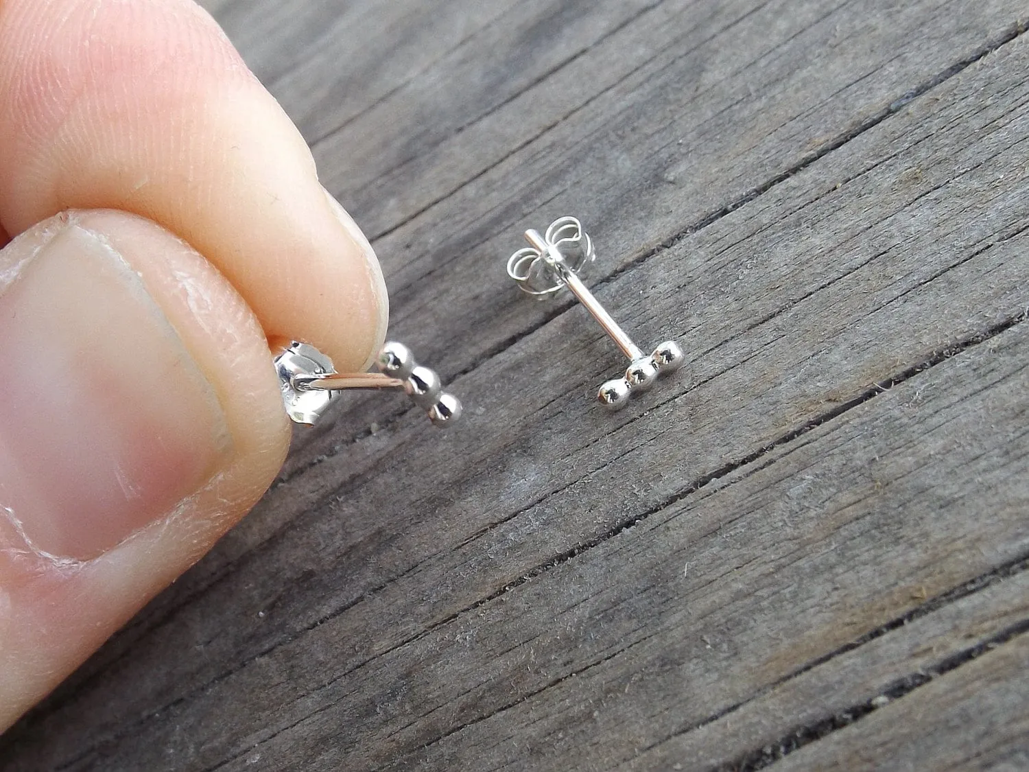 Line Earrings, Beaded Earrings, Dot Studs, Minimalist Studs, Simple Studs, Everyday Earrings, Modern Stud Earrings, Boho Chic, Gift