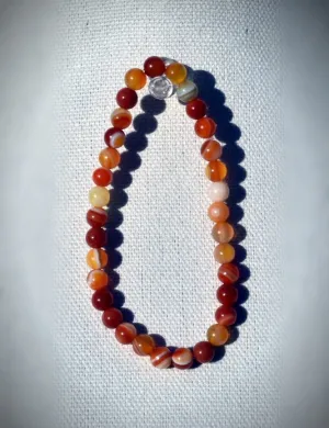 Marbled Orange Glass Beaded Bracelet