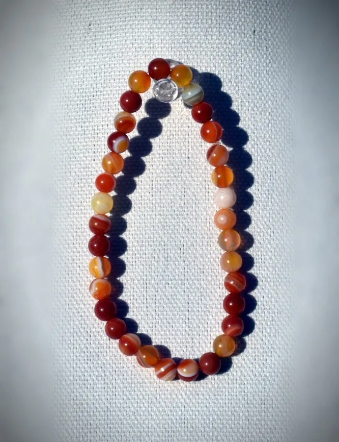 Marbled Orange Glass Beaded Bracelet