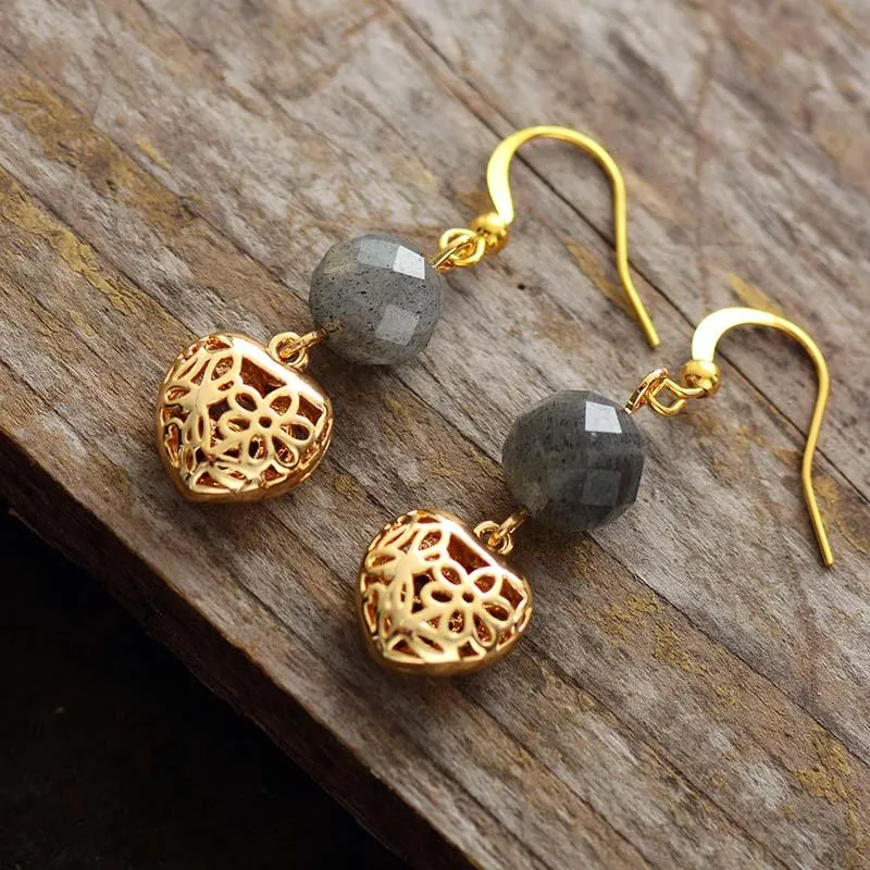Mirri Labradorite Heart Dangle Earrings