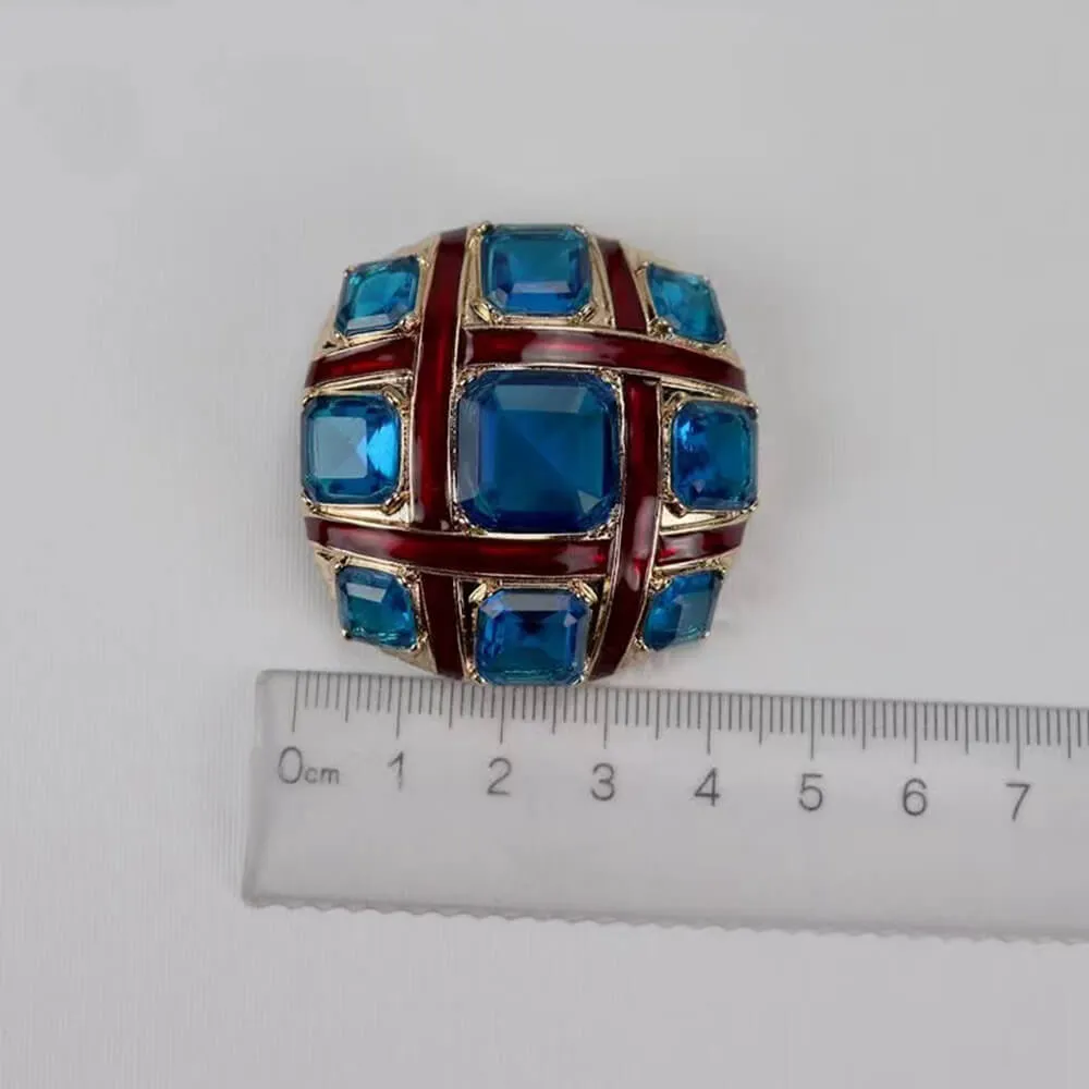 Red Cross Blue Crystalline Glazed Brooch Pins