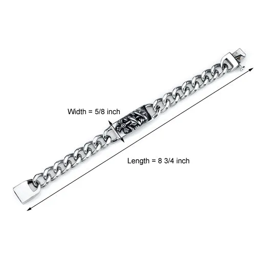 Stainless Steel Cross and Snake Curb Chain Bracelet
