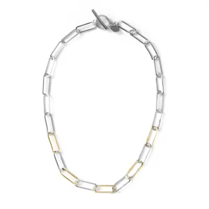 Toggle Link Paperclip Necklace in Silver & Gold