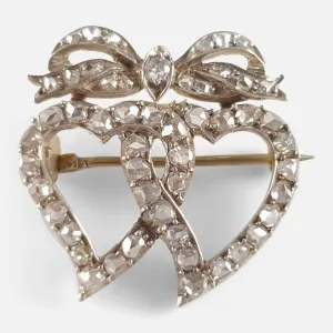 Victorian Diamond Witches Heart Brooch