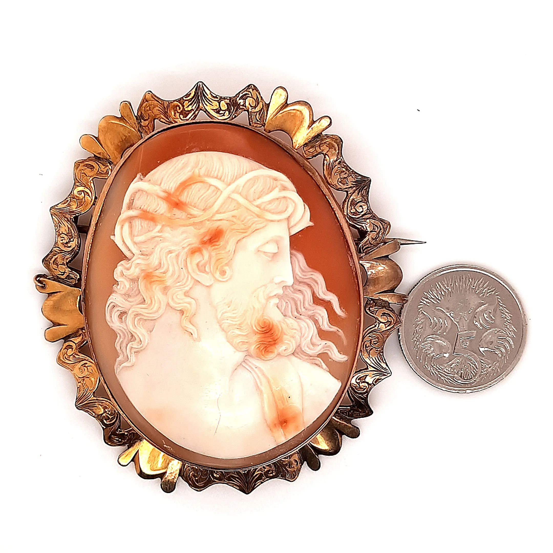 Vintage 9ct Yellow Gold Cameo Brooch