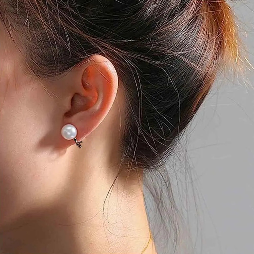 Wedding Gifts - Freshwater Cultured Real Pearl Clip On Earrings Comfortable Genuine Pearl Non Pierced Ears Jewelry for Women Bridal