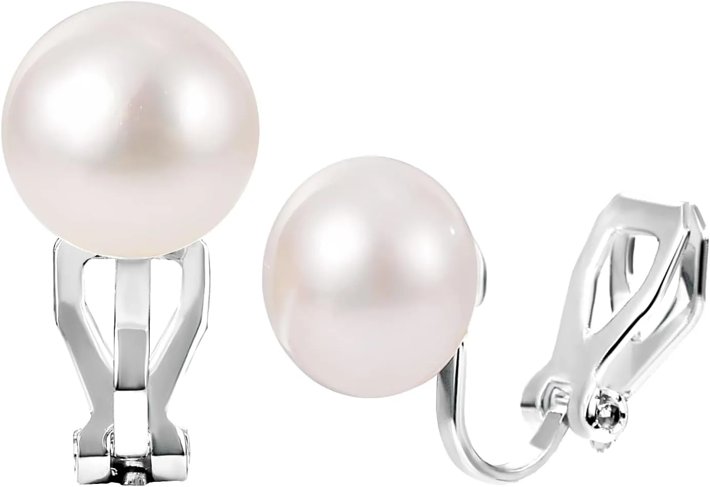 Wedding Gifts - Freshwater Cultured Real Pearl Clip On Earrings Comfortable Genuine Pearl Non Pierced Ears Jewelry for Women Bridal